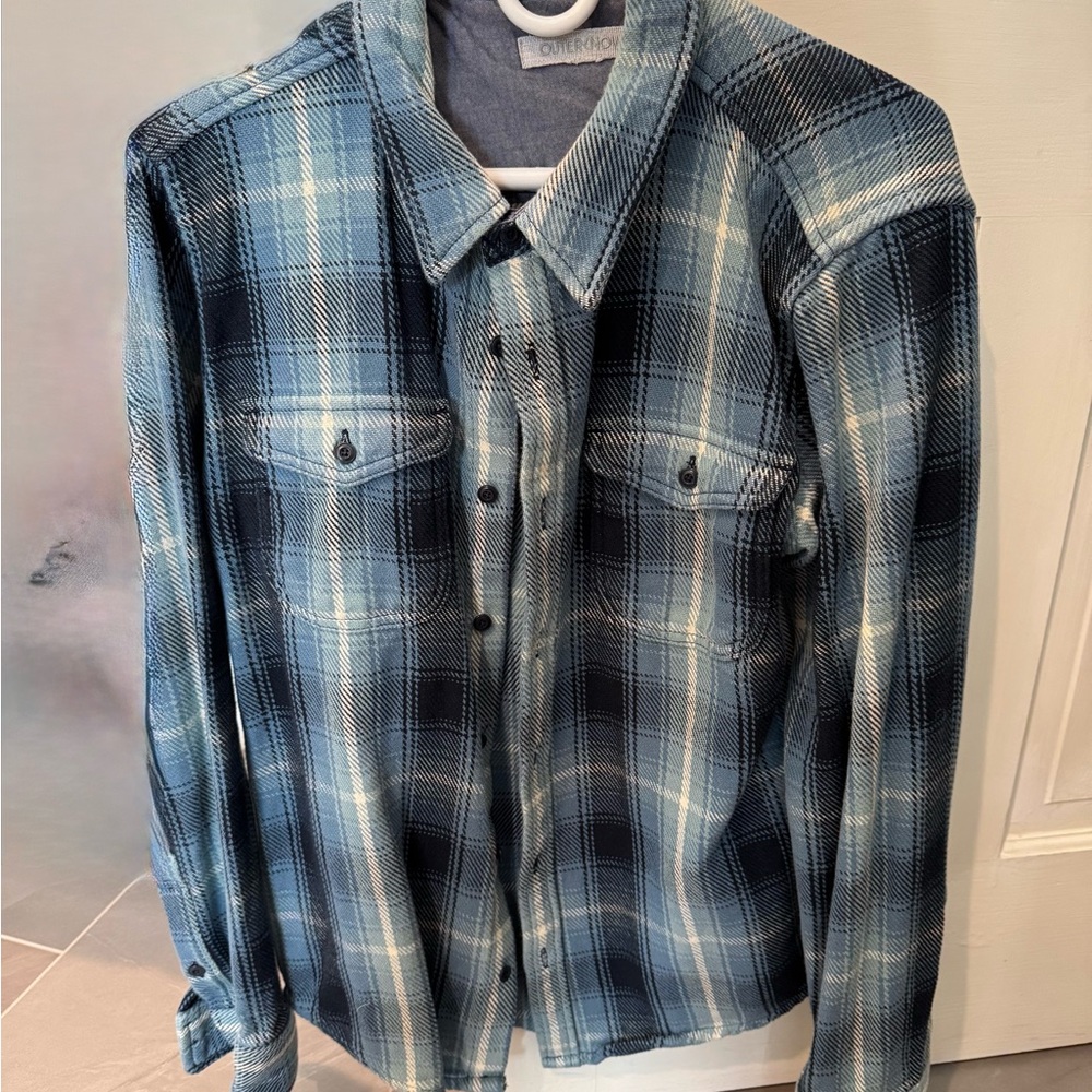 Outerknown Blue Plaid Casual Button Down Shirt